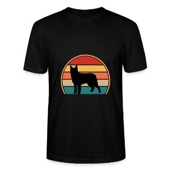 Bouvier Des Ardennes Chien Silhouette Rétro Coucher de Soleil - T-shirt bio CRAFTER Stanley Stella Unisexe - noir - Devant - Alina (178cm) & Michal (187cm)