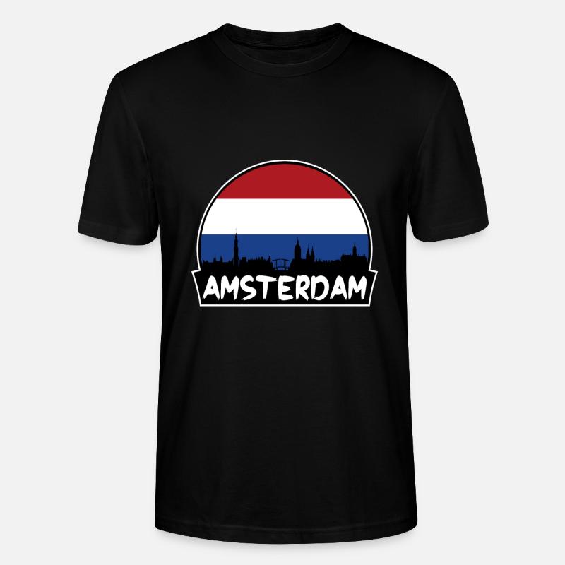 Amsterdam Pays-Bas Flag Skyline Silhouette - T-shirt bio CRAFTER Stanley Stella Unisexe - noir