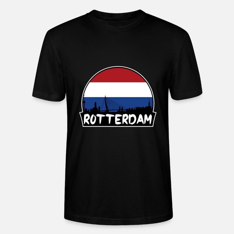 Rotterdam Pays-Bas Flag Skyline Silhouette - T-shirt bio CRAFTER Stanley Stella Unisexe - noir
