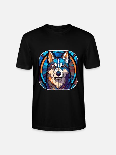 Bunte Husky-Hunderasse Aquarellglasmalerei - Stanley/Stella Unisex Bio-T-Shirt CRAFTER - Schwarz