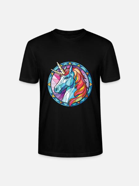 Einhorn-Bunte Aquarell-Tierillustration - Stanley/Stella Unisex Bio-T-Shirt CRAFTER - Schwarz