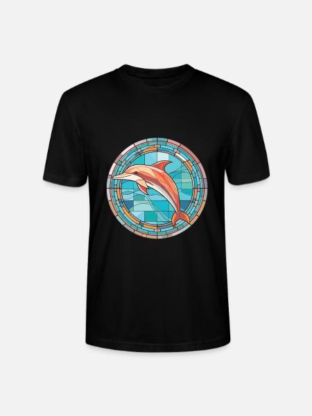 Delphin Bunte Aquarell-Tierillustration - Stanley/Stella Unisex Bio-T-Shirt CRAFTER - Schwarz