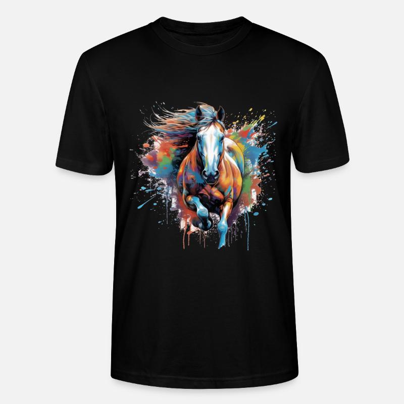 Pferd, Pferd - Stanley/Stella Unisex Bio-T-Shirt CRAFTER - Schwarz