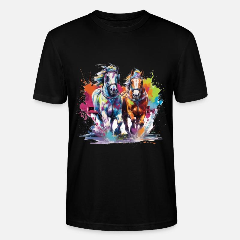 Pferd, Pferd - Stanley/Stella Unisex Bio-T-Shirt CRAFTER - Schwarz