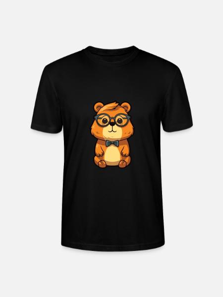 bæver iført briller tegneserie kawaii illustration - Stanley Stella CRAFTER unisex økologisk-T-shirt - sort