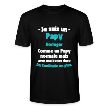 Papy Horloger, Maître du Temps - T-shirt bio CRAFTER Stanley Stella Unisexe - noir - Devant - Alina (178cm) & Michal (187cm)