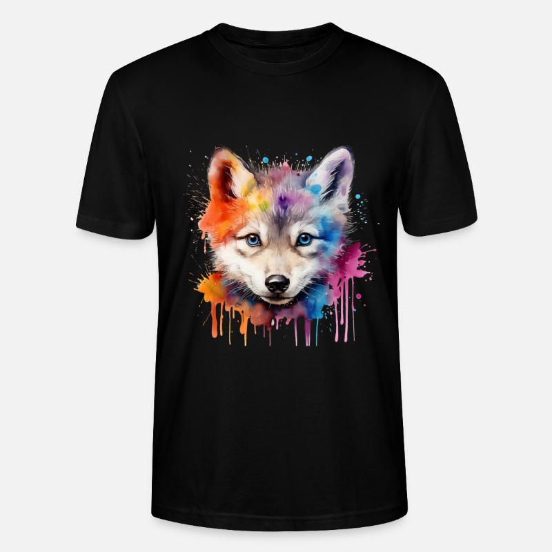 Wolf, grauer Wolf, Wolfsjunges - Stanley/Stella Unisex Bio-T-Shirt CRAFTER - Schwarz