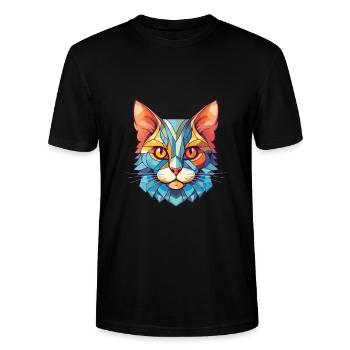 Bambino Cat Breed Illustration aquarelle colorée - T-shirt bio CRAFTER Stanley Stella Unisexe - noir - Devant - Alina (178cm) & Michal (187cm)