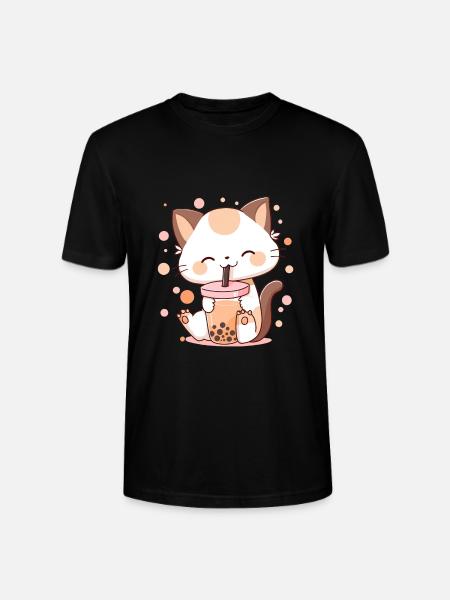 Bubble Tea Cat Neko boba - Stanley/Stella CRAFTER Unisex Organic T-Shirt - black