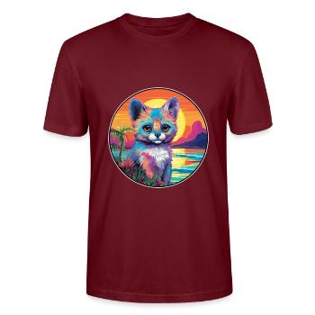 Aye Aye Colorful Watercolor Cartoon Kawaii Animal - Stanley/Stella CRAFTER Unisex Organic T-Shirt - burgundy - Front - Alina (178cm) & Michal (187cm)