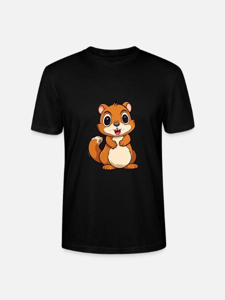 Jordegern Sød tegneserie Kawaii Akvarel Dyr Kæledyr - Stanley Stella CRAFTER unisex økologisk-T-shirt - sort