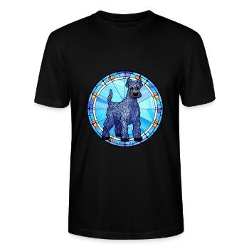 Kerry Blue Terrier Hunderasse Buntglas Colorfu - Stanley/Stella Unisex Bio-T-Shirt CRAFTER - Schwarz - Vorne - Alina (178cm) & Michal (187cm)
