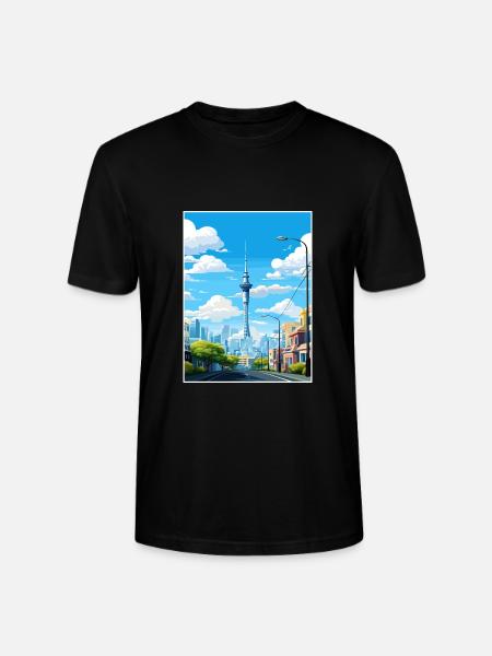Auckland New Zealand Nz Vintage Travel Poster WPA - Stanley/Stella CRAFTER Unisex Organic T-Shirt - black