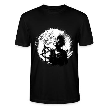 « Cracher les mensonges » - Anarchist Punk Manifesto Tee - T-shirt bio CRAFTER Stanley Stella Unisexe - noir - Devant - Alina (178cm) & Michal (187cm)
