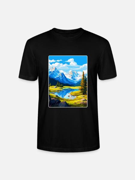Affiche de voyage vintage du parc national d’Ecrins France - T-shirt bio CRAFTER Stanley Stella Unisexe - noir