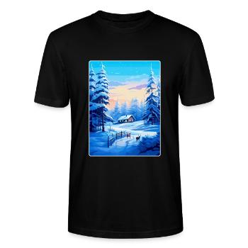Lapland Finland Vintage Travel Poster Souvenir WPA - Stanley/Stella CRAFTER Unisex Organic T-Shirt - black - Front - Alina (178cm) & Michal (187cm)