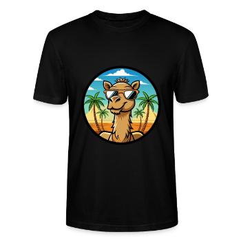 Kamel Lustige Cartoon Sommer Strand Sonnenbrille Cool - Stanley/Stella Unisex Bio-T-Shirt CRAFTER - Schwarz - Vorne - Alina (178cm) & Michal (187cm)