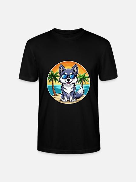 Alaskan Klee Kai Hunderasse Cartoon Sonnenbrille Strand - Stanley/Stella Unisex Bio-T-Shirt CRAFTER - Schwarz