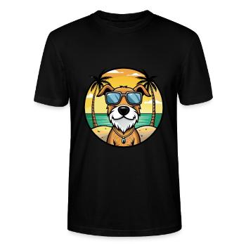 Istrischer Drahthaarhund Hunderasse Cartoon Beach - Stanley/Stella Unisex Bio-T-Shirt CRAFTER - Schwarz - Vorne - Alina (178cm) & Michal (187cm)