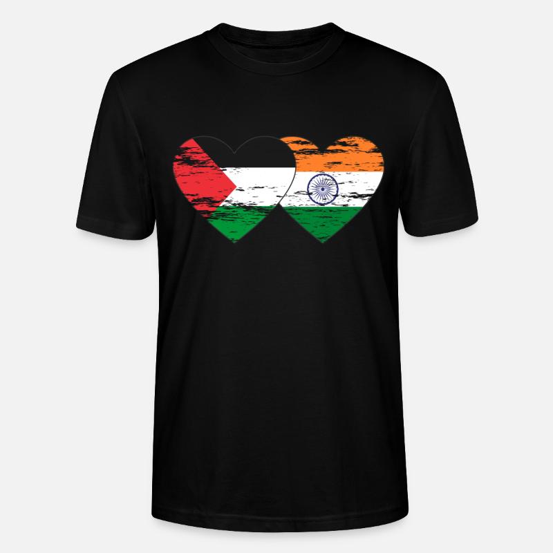 Palestine Inde Drapeau Coeur Utilisé - T-shirt bio CRAFTER Stanley Stella Unisexe - noir