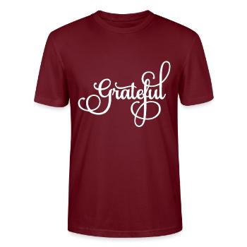 Danke - Stanley/Stella Unisex Bio-T-Shirt CRAFTER - Burgunderrot - Vorne - Alina (178cm) & Michal (187cm)