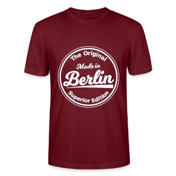 Capitale Berlin - T-shirt bio CRAFTER Stanley Stella Unisexe - bordeaux - Devant - Alina (178cm) & Michal (187cm)