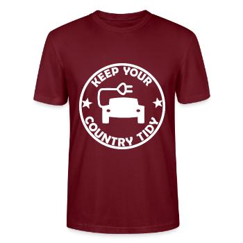 L’autocollant environnemental de la voiture E - T-shirt bio CRAFTER Stanley Stella Unisexe - bordeaux - Devant - Alina (178cm) & Michal (187cm)