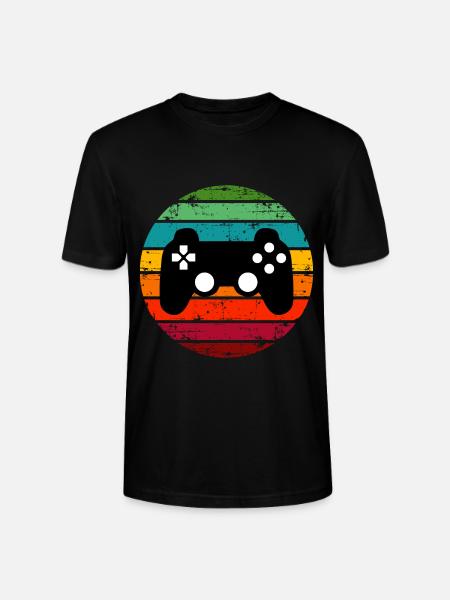 Gaming Controller Retro Sunset Gamer - Stanley/Stella CRAFTER Unisex Organic T-Shirt - black