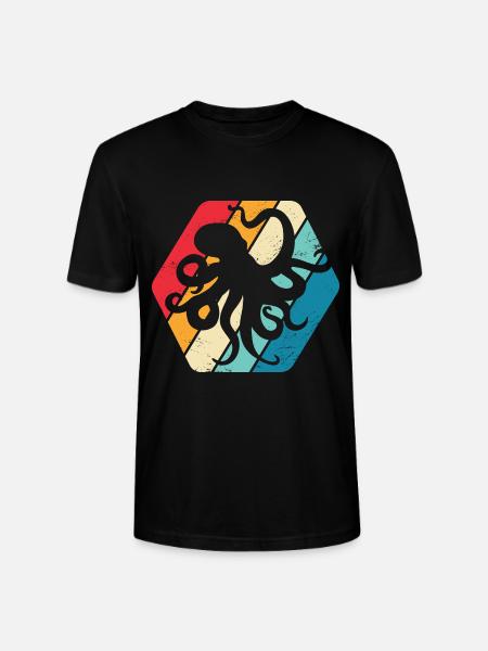 Octopus Octopus Ocean Sea Retro - Stanley/Stella CRAFTER Unisex Organic T-Shirt - black