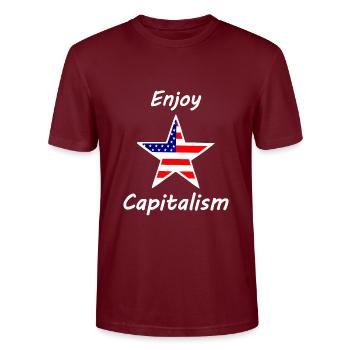 Enjoy capitalism - Stanley/Stella CRAFTER Unisex Organic T-Shirt - burgundy - Front - Alina (178cm) & Michal (187cm)