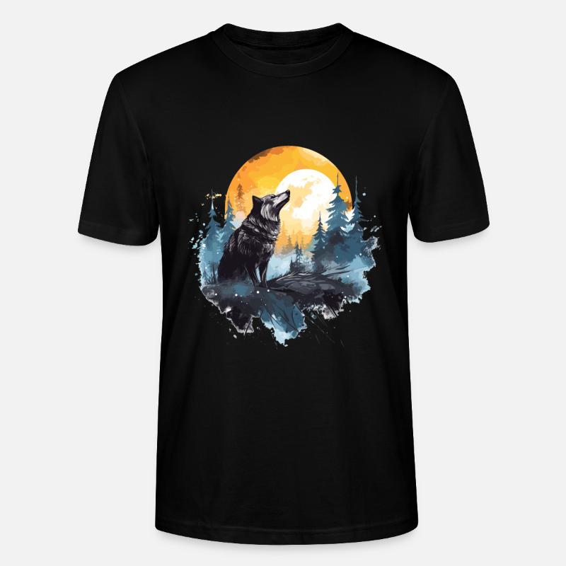 Aquarell Wolf - Stanley/Stella Unisex Bio-T-Shirt CRAFTER - Schwarz