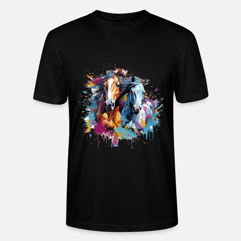 Pferde, Pferde - Stanley/Stella Unisex Bio-T-Shirt CRAFTER - Schwarz