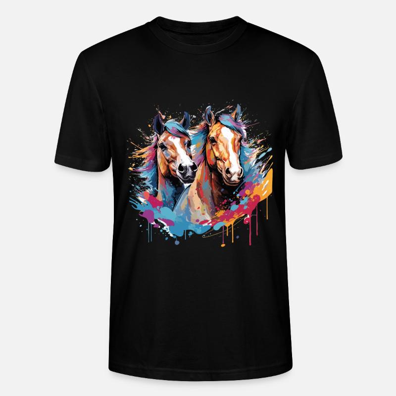 Pferde, Pferde - Stanley/Stella Unisex Bio-T-Shirt CRAFTER - Schwarz