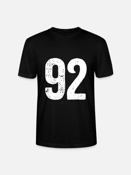 92 Numéros Blanc - T-shirt bio CRAFTER Stanley Stella Unisexe - noir