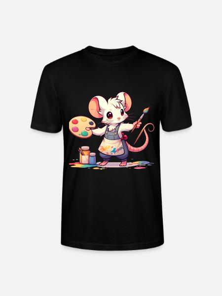 Cute Mouse Artist - Stanley/Stella CRAFTER Unisex Organic T-Shirt - black