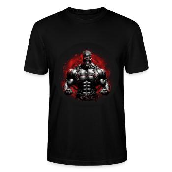 Bodybuilding extrem Motivation Skull Sixpack - Stanley/Stella Unisex Bio-T-Shirt CRAFTER - Schwarz - Vorne - Alina (178cm) & Michal (187cm)