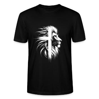 Gott Kirche Christliche Löwen Christen Löwe - Stanley/Stella Unisex Bio-T-Shirt CRAFTER - Schwarz - Vorne - Alina (178cm) & Michal (187cm)