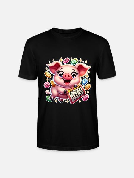 Lotto, Pig, Bingo - Stanley/Stella CRAFTER Unisex Organic T-Shirt - black