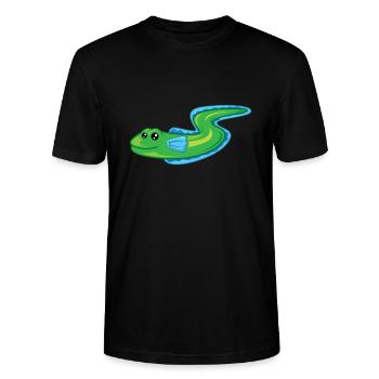 Eel cartoon - Stanley/Stella CRAFTER Unisex Organic T-Shirt - black - Front - Alina (178cm) & Michal (187cm)