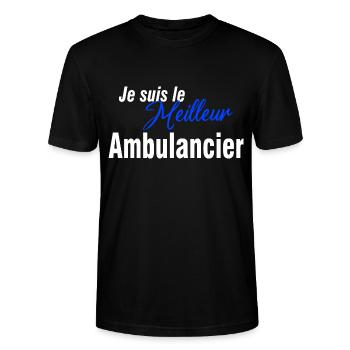 ambulancier cadeau humour ambulancier - T-shirt bio CRAFTER Stanley Stella Unisexe - noir - Devant - Alina (178cm) & Michal (187cm)