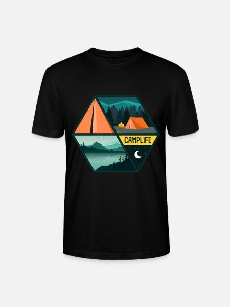 Camping Camper Outdoor Tent - Stanley/Stella CRAFTER Unisex Organic T-Shirt - black