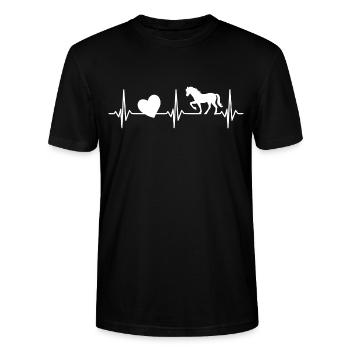 Herzschlag Pferd EKG Reiterin Herz Pferde Reiten - Stanley/Stella Unisex Bio-T-Shirt CRAFTER - Schwarz - Vorne - Alina (178cm) & Michal (187cm)