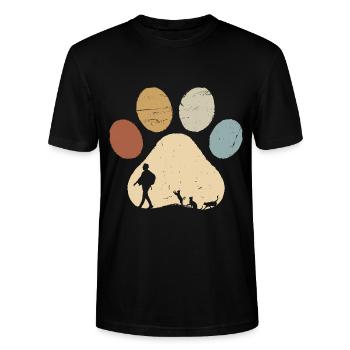 Ich Meine Follower Katze Katzenpfoten Vintage - Stanley/Stella Unisex Bio-T-Shirt CRAFTER - Schwarz - Vorne - Alina (178cm) & Michal (187cm)