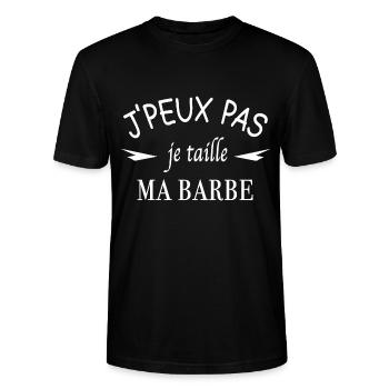 J'peux pas je taille ma barbe - T-shirt bio CRAFTER Stanley Stella Unisexe - noir - Devant - Alina (178cm) & Michal (187cm)