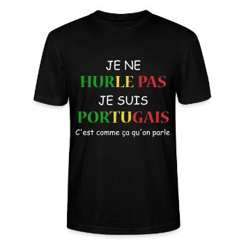 Je ne hurle pas je suis portugais - T-shirt bio CRAFTER Stanley Stella Unisexe - noir - Devant - Alina (178cm) & Michal (187cm)