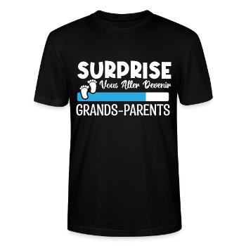 annonce grossesse grands parents. devenir grands. - T-shirt bio CRAFTER Stanley Stella Unisexe - noir - Devant - Alina (178cm) & Michal (187cm)