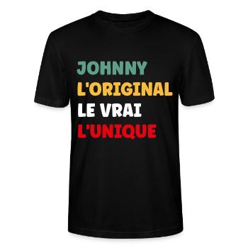 Johnny - T-shirt bio CRAFTER Stanley Stella Unisexe - noir - Devant - Alina (178cm) & Michal (187cm)