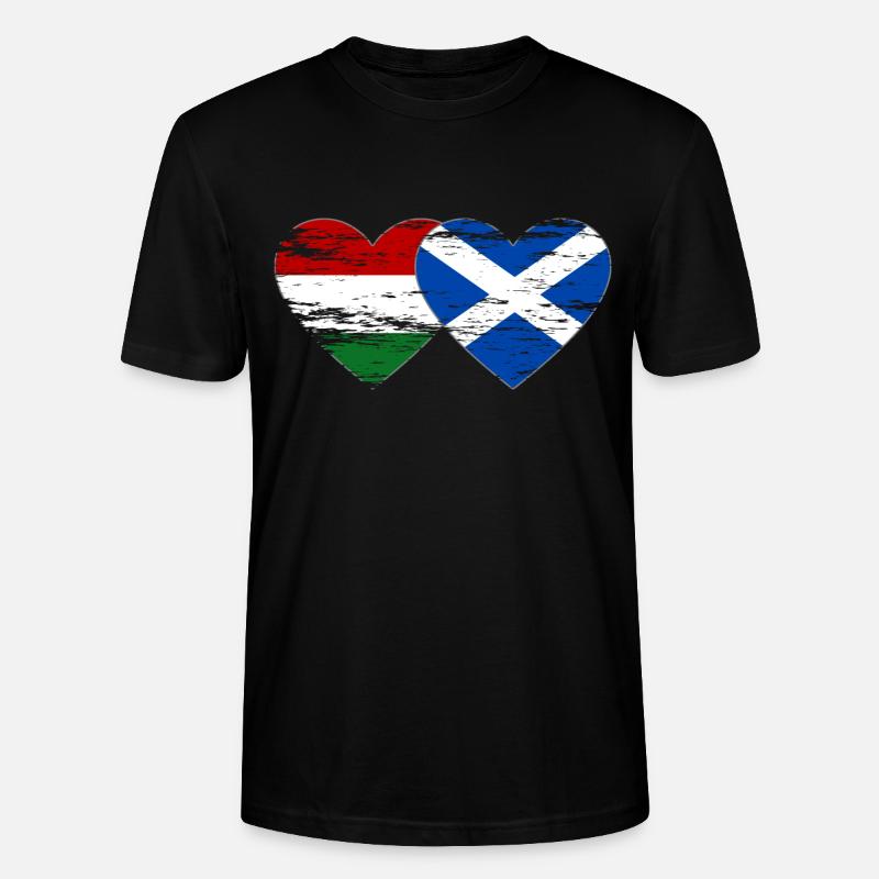 Hongrie Ecosse Drapeau Coeur Utilisé - T-shirt bio CRAFTER Stanley Stella Unisexe - noir