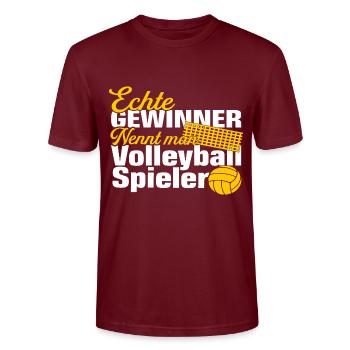 Volleyballspieler Volleyballer Volleyball Spruch - Stanley/Stella Unisex Bio-T-Shirt CRAFTER - Burgunderrot - Vorne - Alina (178cm) & Michal (187cm)