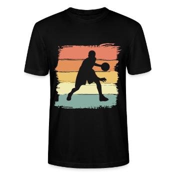Basketball Retro Vintage Basketball Legend - Stanley/Stella CRAFTER Unisex Organic T-Shirt - black - Front - Alina (178cm) & Michal (187cm)